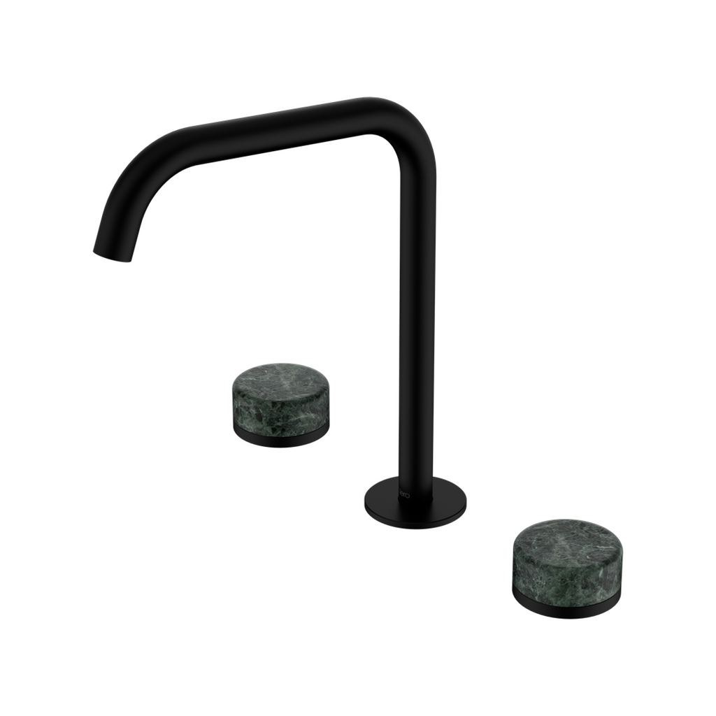Nero Serenity Bath/Kitchen Tap Set Edge Spout with Verde Alpi Handle - Matte Black - 24D030MB
