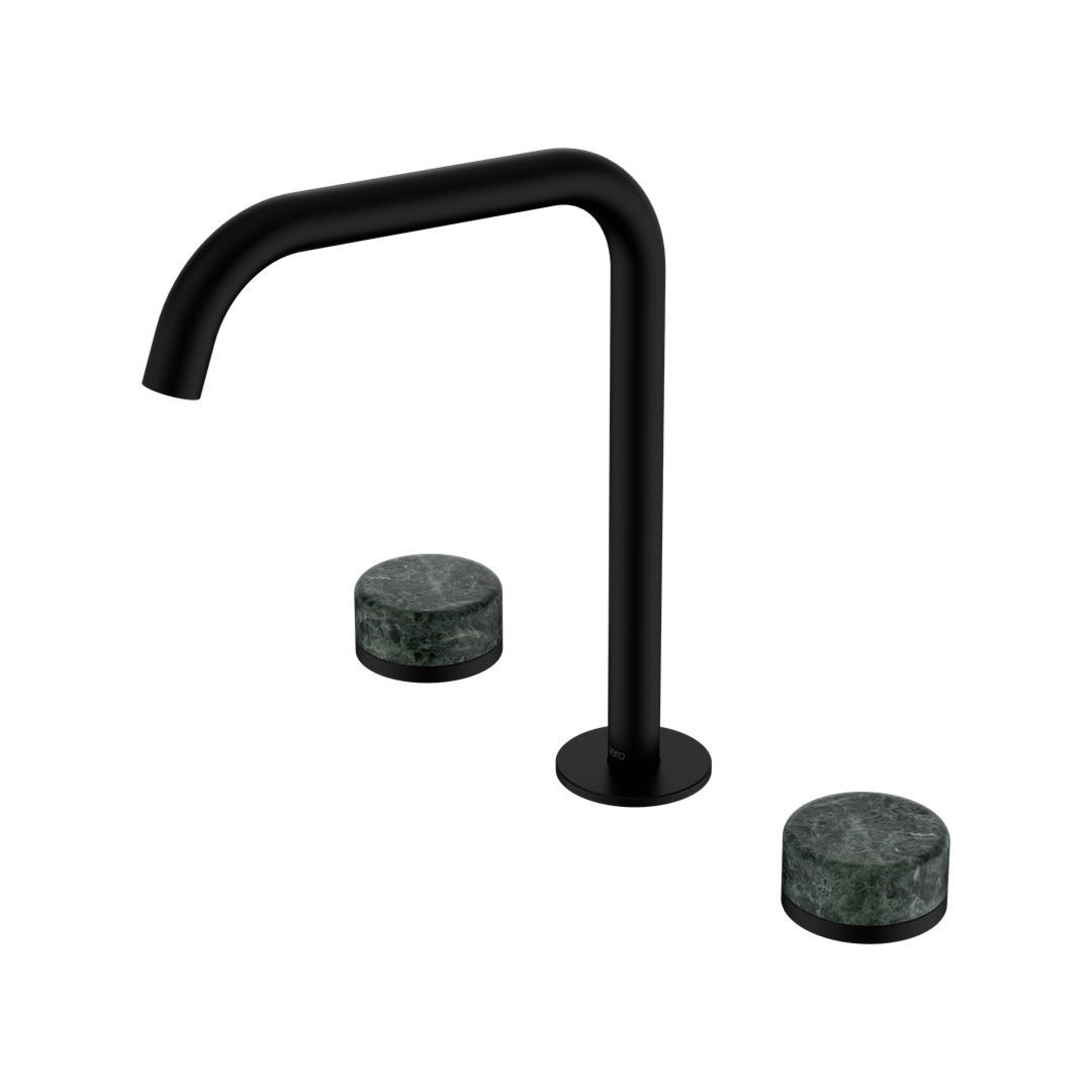 Nero Serenity Bath/Kitchen Tap Set Edge Spout with Verde Alpi Handle - Matte Black - 24D030MB