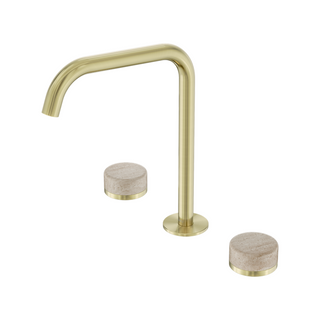 Nero Serenity Bath/Kitchen Tap Set Edge Spout with Rome Travertine Handle - Brushed Gold - 24D031BG