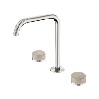 Nero Serenity Bath/Kitchen Tap Set Edge Spout with Rome Travertine Handle - Brushed Nickel - 24D031BN
