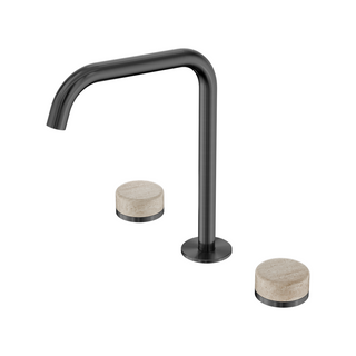 Nero Serenity Bath/Kitchen Tap Set Edge Spout with Rome Travertine Handle - Gun Metal - 24D031GM