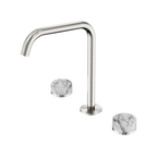 Nero Serenity Bath/Kitchen Tap Set Edge Spout with Arabescato Corchia Handle - Brushed Nickel - 24D032BN