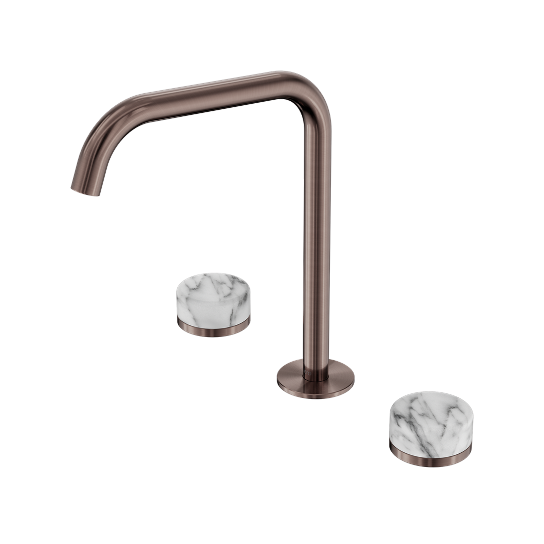 Nero Serenity Bath/Kitchen Tap Set Edge Spout with Arabescato Corchia Handle - Brushed Bronze - 24D032BZ