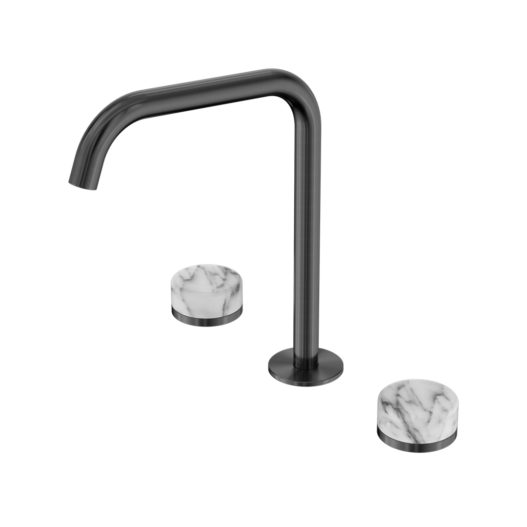 Nero Serenity Bath/Kitchen Tap Set Edge Spout with Arabescato Corchia Handle - Gun Metal - 24D032GM