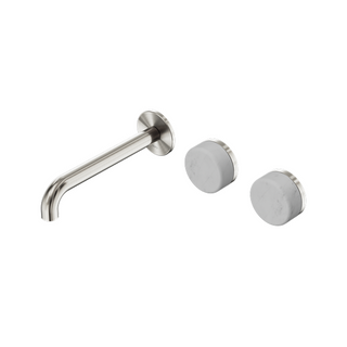 Nero Serenity 220mm Wall Basin Set Offset Spout with Carrara Handle - LF Brushed Nickel - 24D065BN