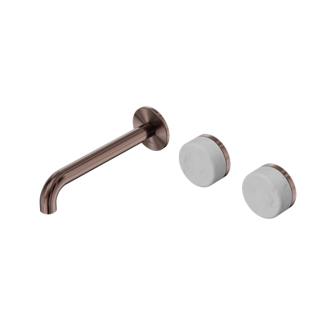 Nero Serenity 220mm Wall Basin Set Offset Spout with Carrara Handle - LF Brushed Bronze - 24D065BZ