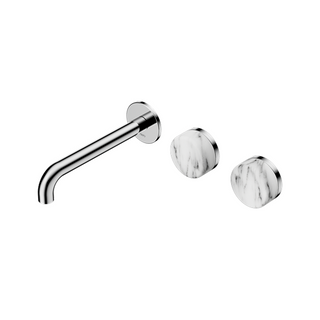 Nero Serenity 185mm Wall Basin Set Offset Spout with Arabescato Corchia Handle - LF Chrome - 24D062CH