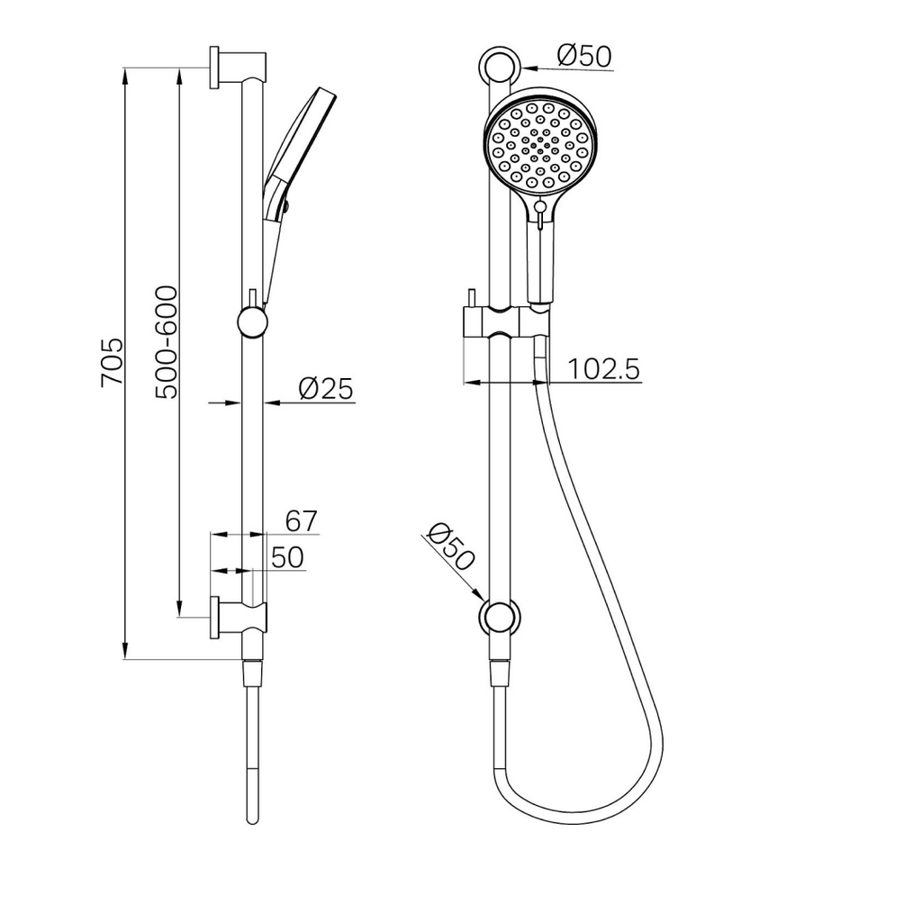 Nero Serenity Rail Shower - Brushed Bronze - 24D072BZ