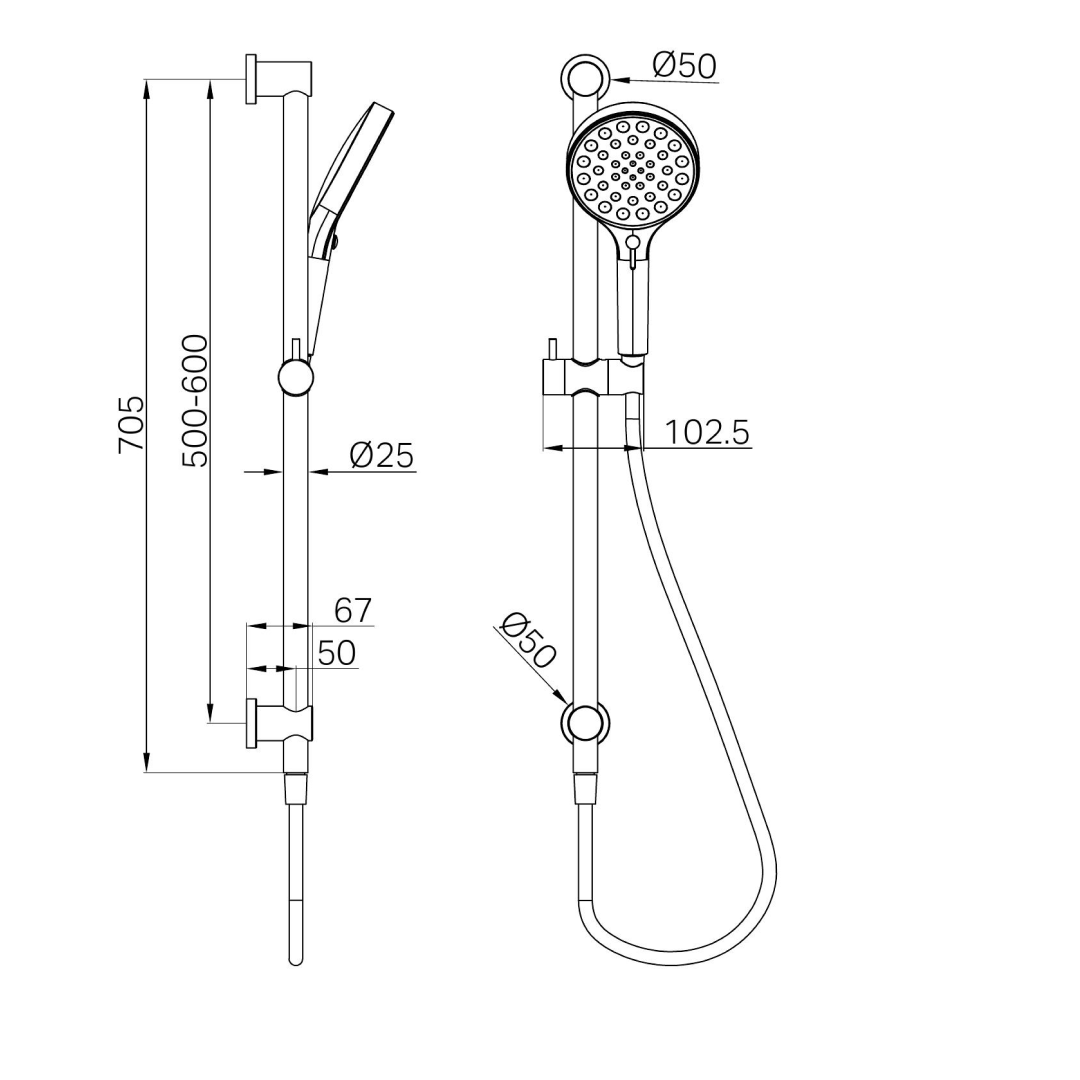 Nero Serenity Rail Shower - Brushed Bronze - 24D072BZ