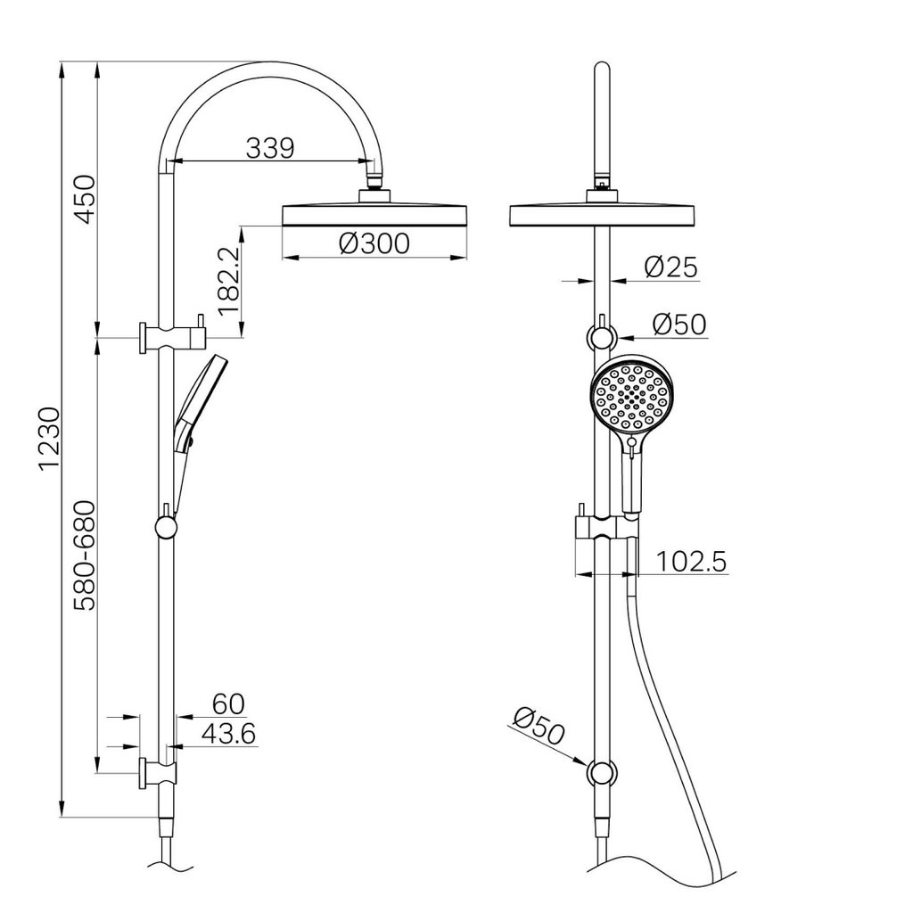 Nero Serenity Twin Shower - Brushed Nickel - 24D073BN