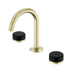 Nero Serenity Basin Tap Set Arc Spout with Marquina Black Handle - Brushed Gold - 24D117BG