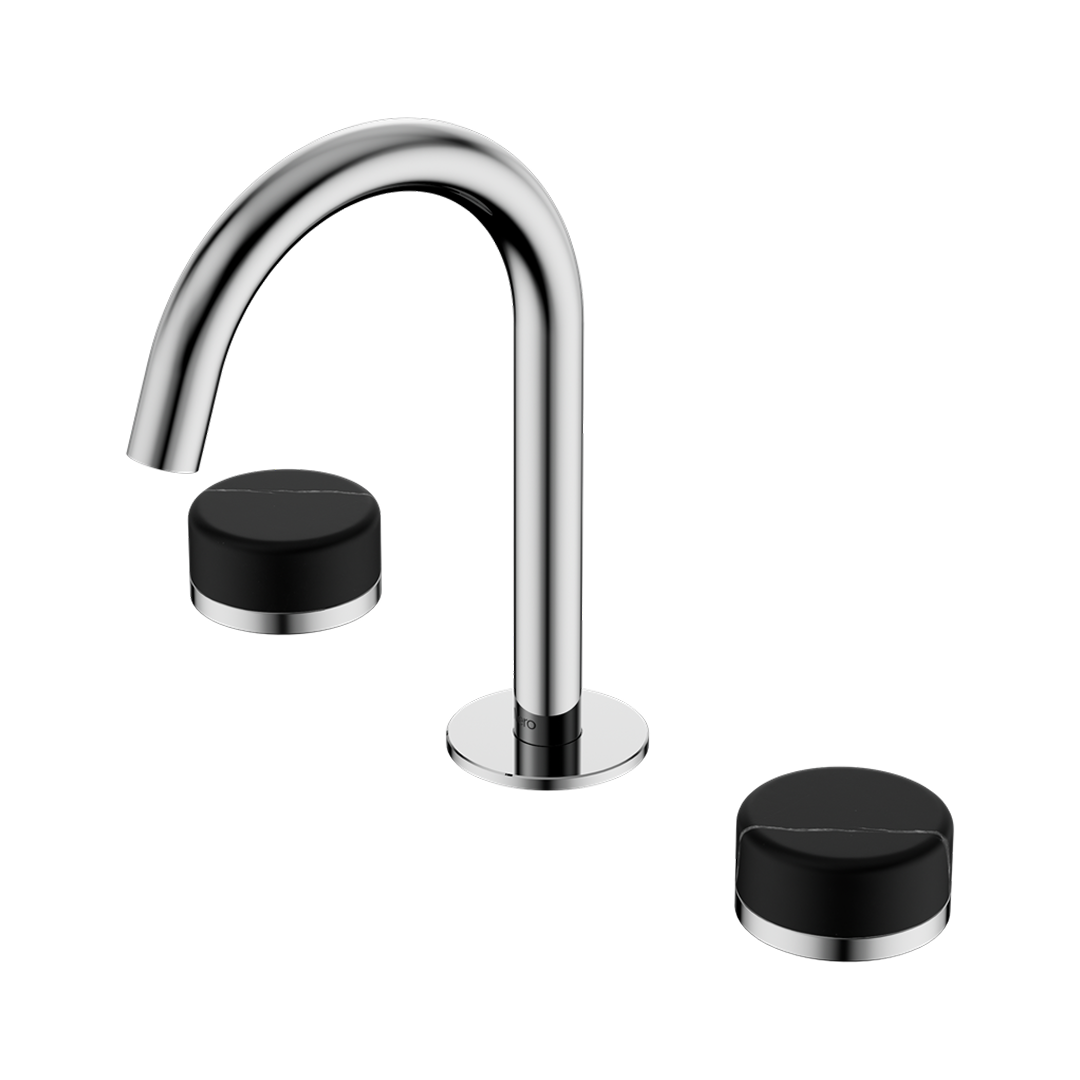 Nero Serenity Basin Tap Set Arc Spout with Marquina Black Handle - Chrome - 24D117CH