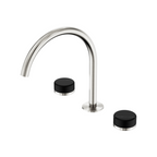 Nero Serenity Bath/Kitchen Tap Set Arc Spout with Marquina Black Handle - Brushed Nickel - 24D118BN