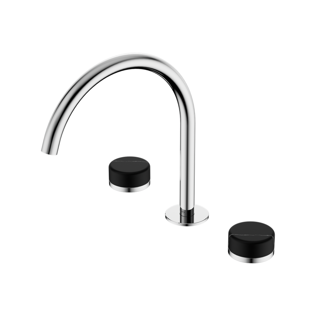 Nero Serenity Bath/Kitchen Tap Set Arc Spout with Marquina Black Handle - Chrome - 24D118CH