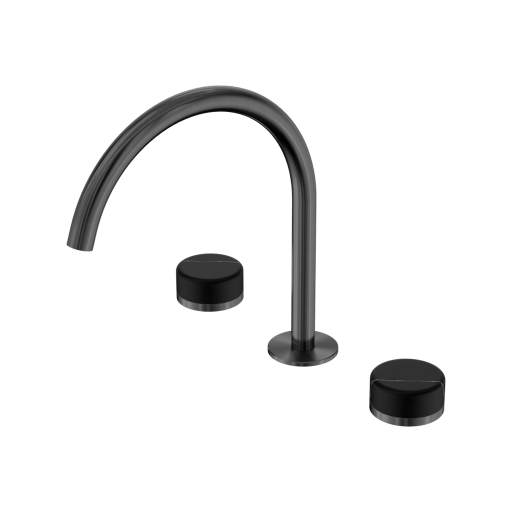 Nero Serenity Bath/Kitchen Tap Set Arc Spout with Marquina Black Handle - Gun Metal - 24D118GM