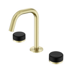 Nero Serenity Basin Tap Set Edge Spout with Marquina Black Handle - Brushed Gold - 24D119BG
