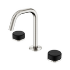 Nero Serenity Basin Tap Set Edge Spout with Marquina Black Handle - Brushed Nickel - 24D119BN