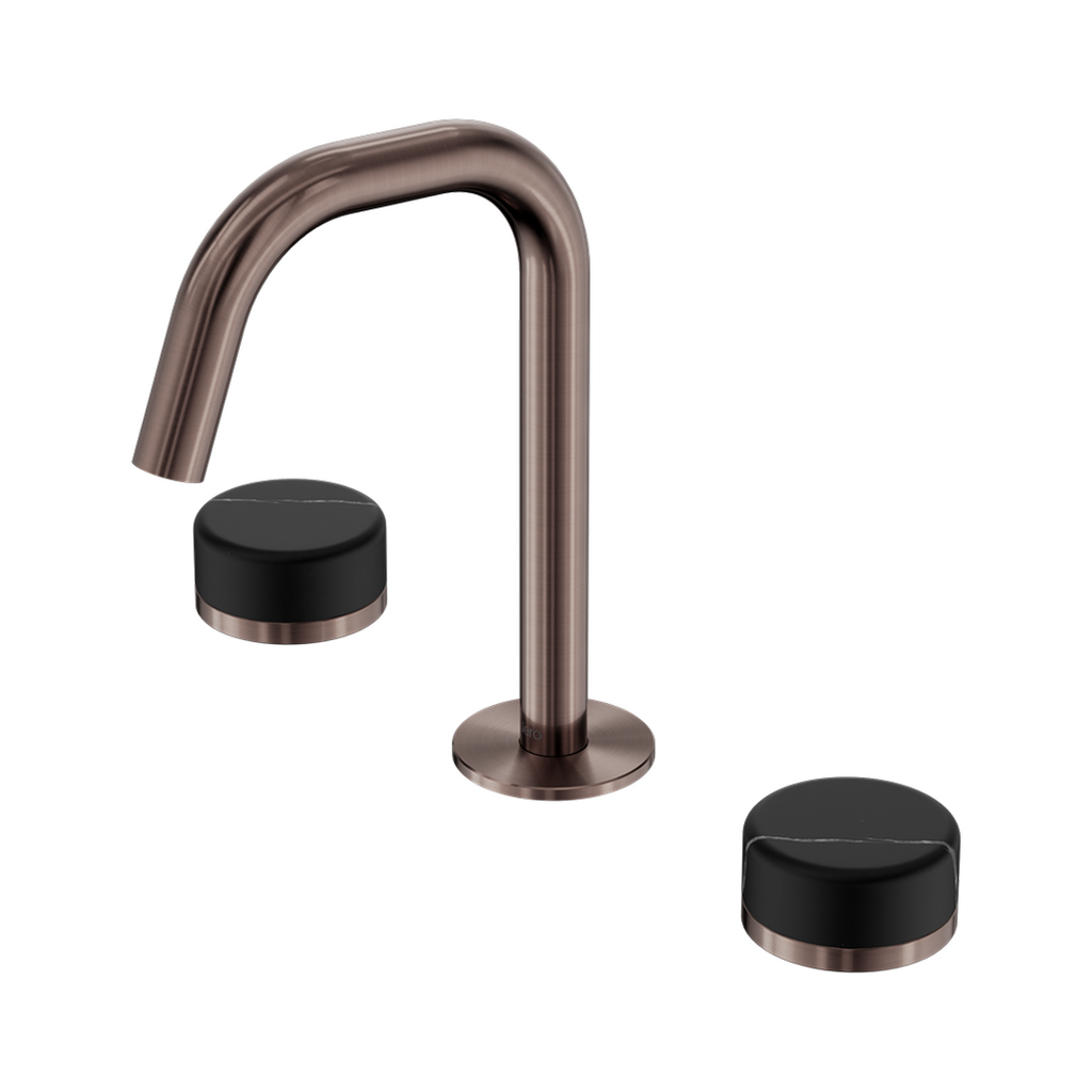 Nero Serenity Basin Tap Set Edge Spout with Marquina Black Handle - Brushed Bronze - 24D119BZ
