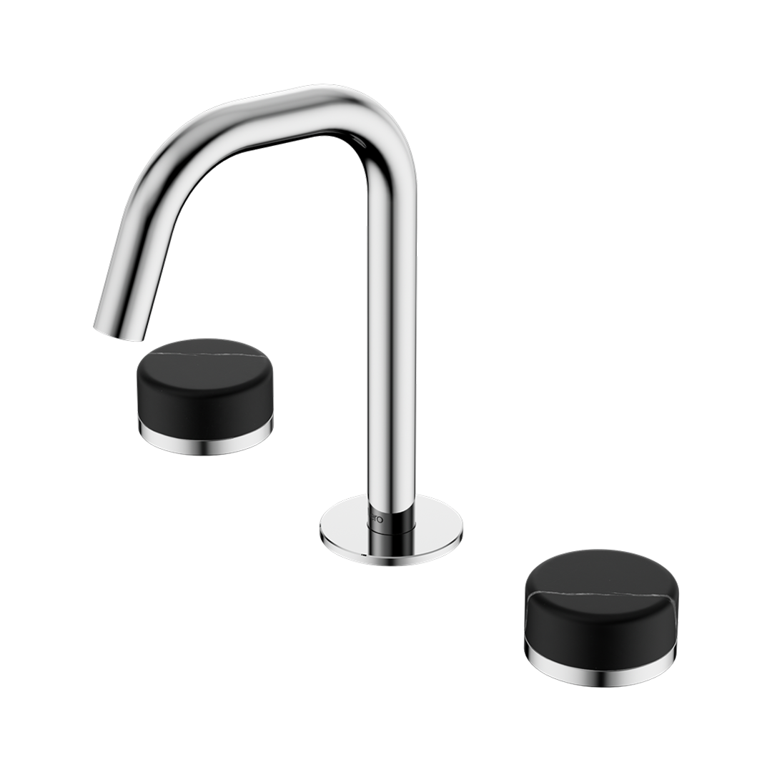 Nero Serenity Basin Tap Set Edge Spout with Marquina Black Handle - Chrome - 24D119CH