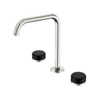 Nero Serenity Bath/Kitchen Tap Set Edge Spout with Marquina Black Handle - Brushed Nickel - 24D120BN