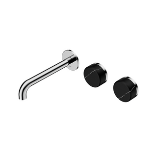 Nero Serenity 220mm Wall Basin Set Offset Spout with Marquina Black Handle - LF Chrome - 24D126CH
