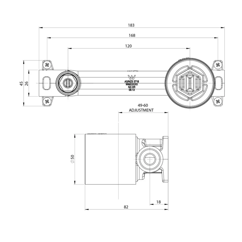 Phoenix Vask SwitchMix Wall Basin & Bath Mixer Set (Includes In-Wall Body) - LF Chrome