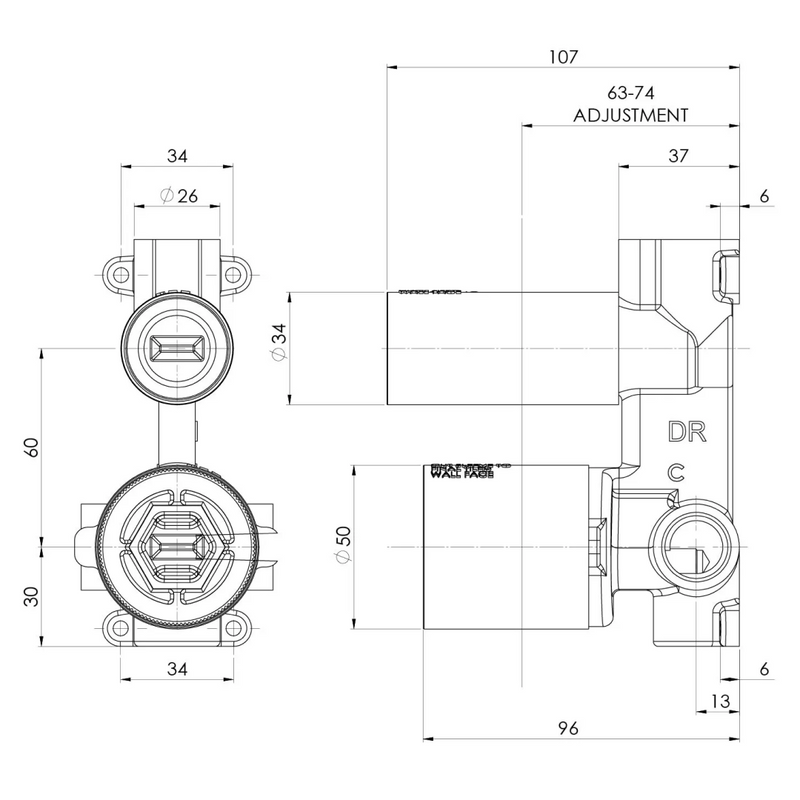 Phoenix SwitchMix Shower / Bath Diverter Mixer Rough-In Kit