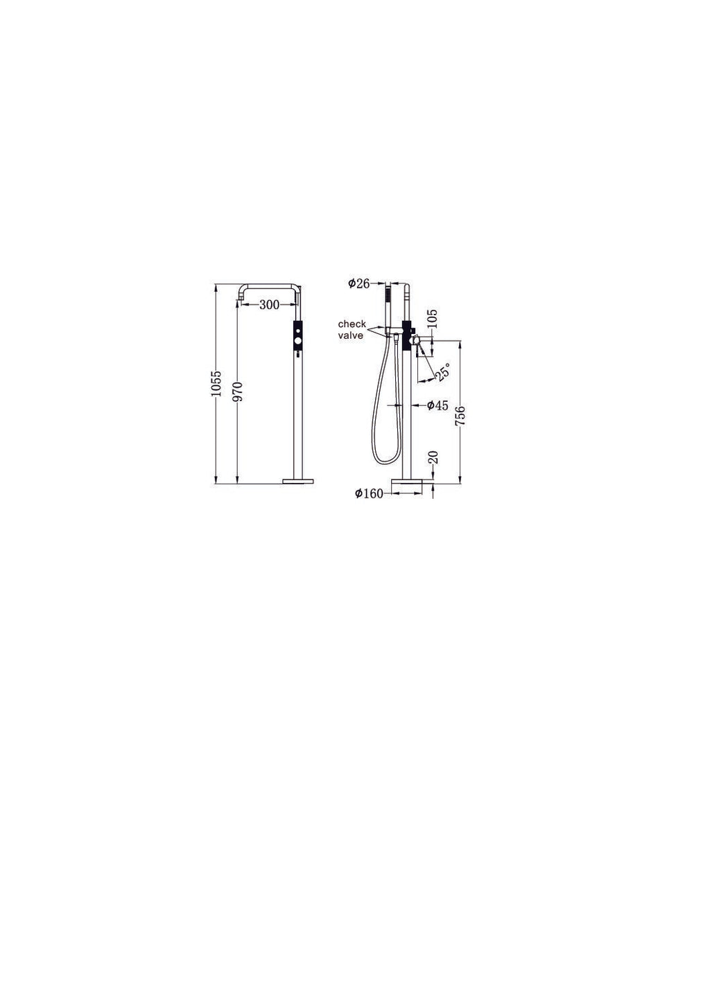 Nero Opal Freestanding Bath Mixer With Hand Shower - Graphite - NR251903aGR