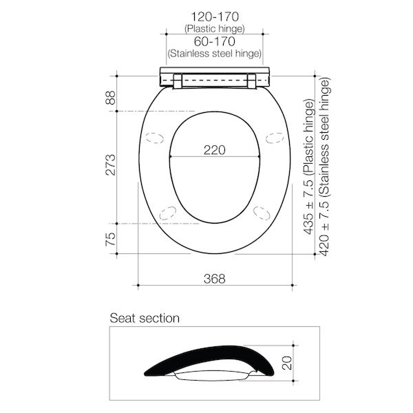 Caroma Caravelle Soft Close Toilet Seat ST/ST with GermGard - 254001W