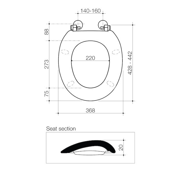 Caroma Caravelle Double Flap ST/ST Toilet Seat with GermGard - 254006W