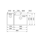 Franke Mythos Box Centre 1 & 3/4 Bowl Sink HOF Kit - BWX220-54/27 SBL - BWX22054/27SBL