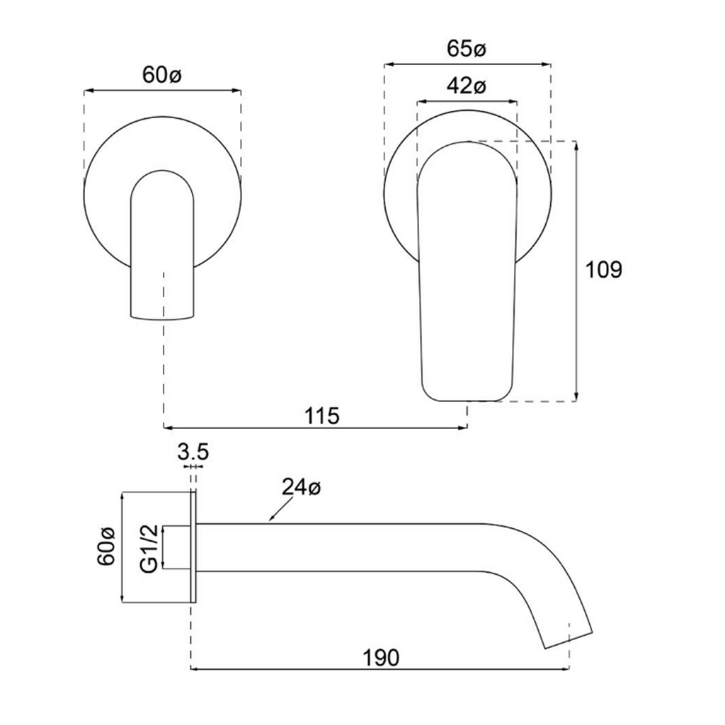 Villeroy & Boch O.Novo Style S Wall Mounted Basin Mixer Set (Includes In-Wall Body) - LF Chrome - 2994561B + 8733500