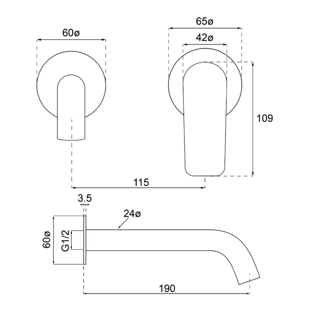 Villeroy & Boch O.Novo Style S Wall Mounted Basin Mixer Set (Includes In-Wall Body) - LF Chrome - 2994561B + 8733500