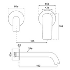 Villeroy & Boch O.Novo Style S Wall Basin Mixer (Trim Kit Only) - LF Matte Black 2994595B
