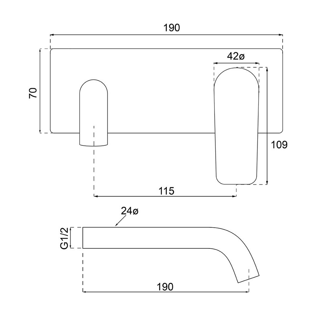 Villeroy & Boch O.Novo Style S Rectangular Wall Mounted Basin Mixer Trim Kit - LF Chrome - 2995061B