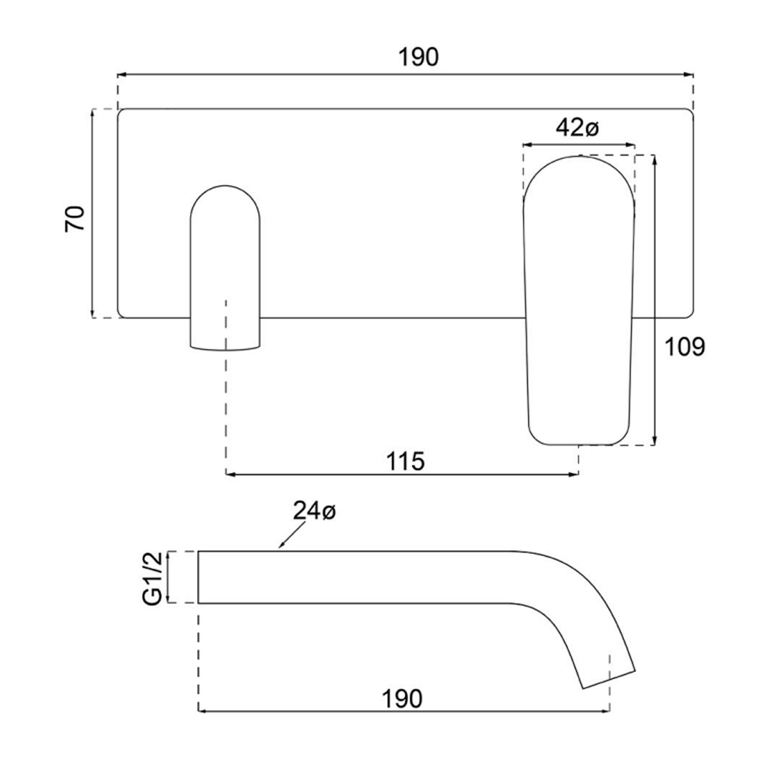 Villeroy & Boch O.Novo Style S Rectangular Wall Mounted Basin Mixer Trim Kit - LF Brushed Nickel - 2995080B