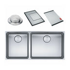 Franke Mythos MYX220-50/34 1 & 1/2 3 Way Install Sink - Includes Rollamat, Extension Drainer, Remote Waste - MYX22050/34FPCSBL