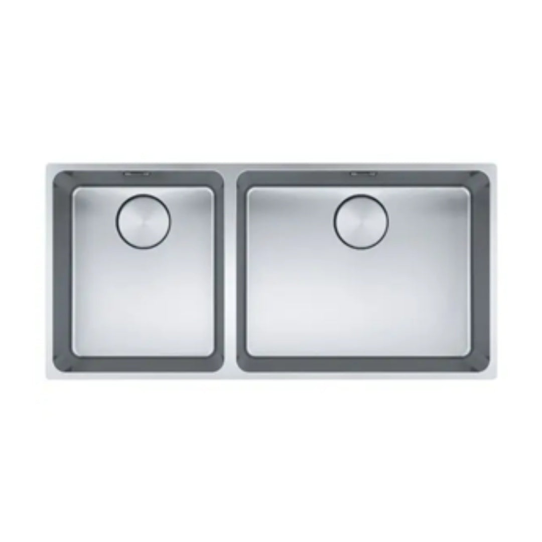 Franke Mythos MYX220-50/34 1 & 1/2 3 Way Install Sink - Includes Rollamat, Extension Drainer, Remote Waste - MYX22050/34FPCSBL