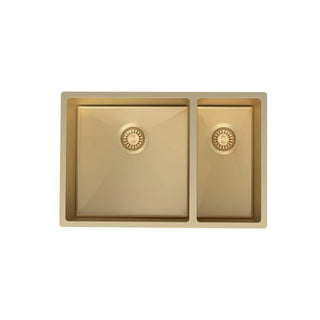 Parisi Quadro 1 & 1/2 Bowl Sink 670mm (Left Hand) - Brushed Brass - PK6744L.46
