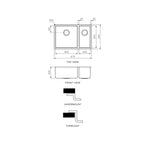 Parisi Quadro 1 & 1/2 Bowl Sink 670mm (Left Hand) - Fucile - PK6744L.50