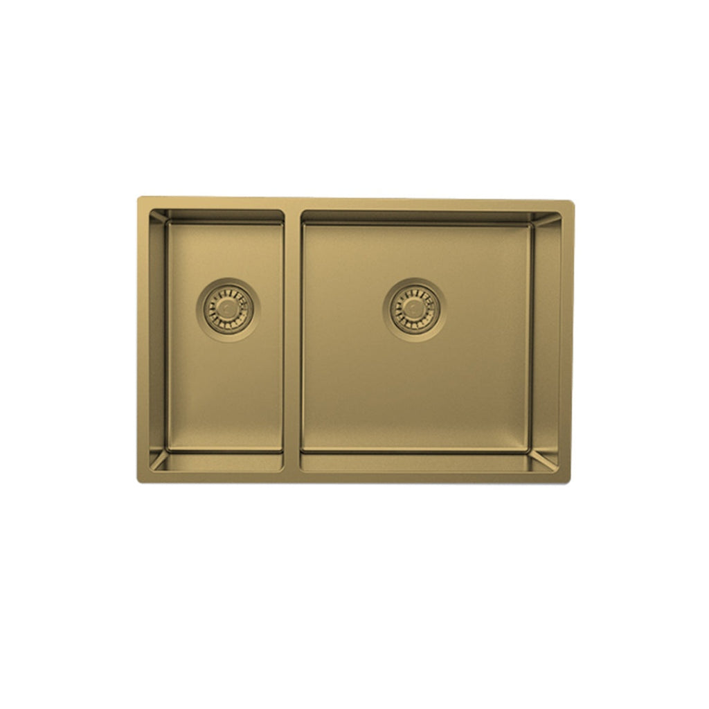 Parisi Quadro 1 & 1/2 Bowl Sink 670mm (Right Hand) - Brushed Brass - PK6744R.46