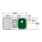Oliveri Petite 1 & 1/2 Bowl Sink With Drainer - PE301 - PE301 1TH
