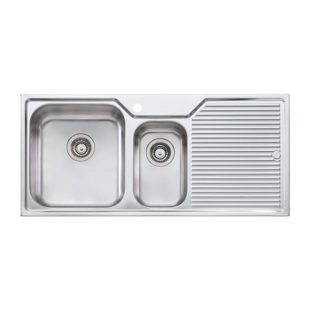 Oliveri Nu-Petite 1 & 1/2 Bowl Topmount Sink With Drainer - NP601 - NP601 1TH