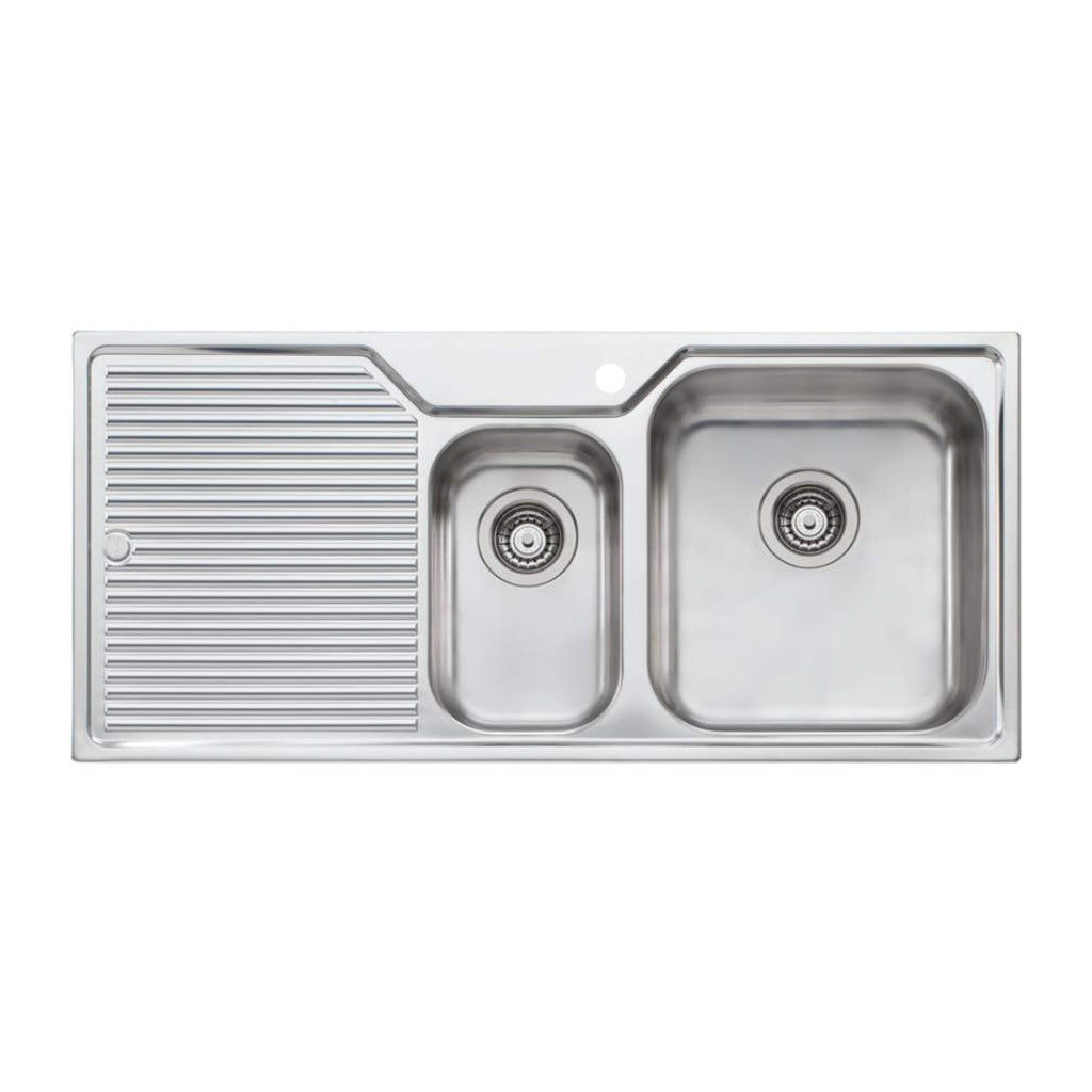 Oliveri Nu-Petite 1 & 1/2 Bowl Topmount Sink With Drainer - NP601 - NP601 1TH