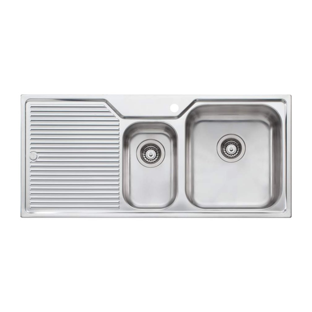 Oliveri Nu-Petite 1 & 1/2 Bowl Topmount Sink With Drainer - NP601 - NP601 1TH
