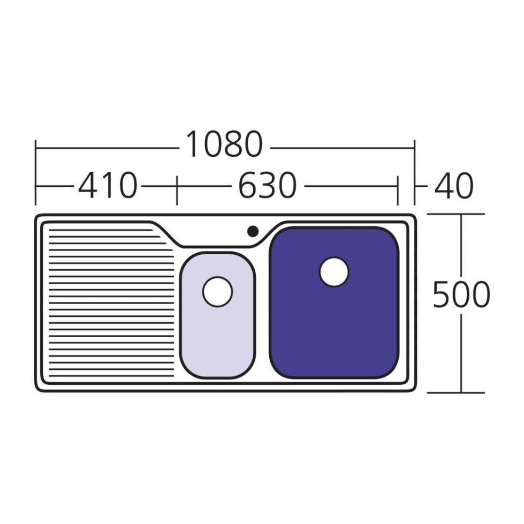 Oliveri Nu-Petite 1 & 1/2 Bowl Topmount Sink With Drainer - NP601 - NP601 1TH