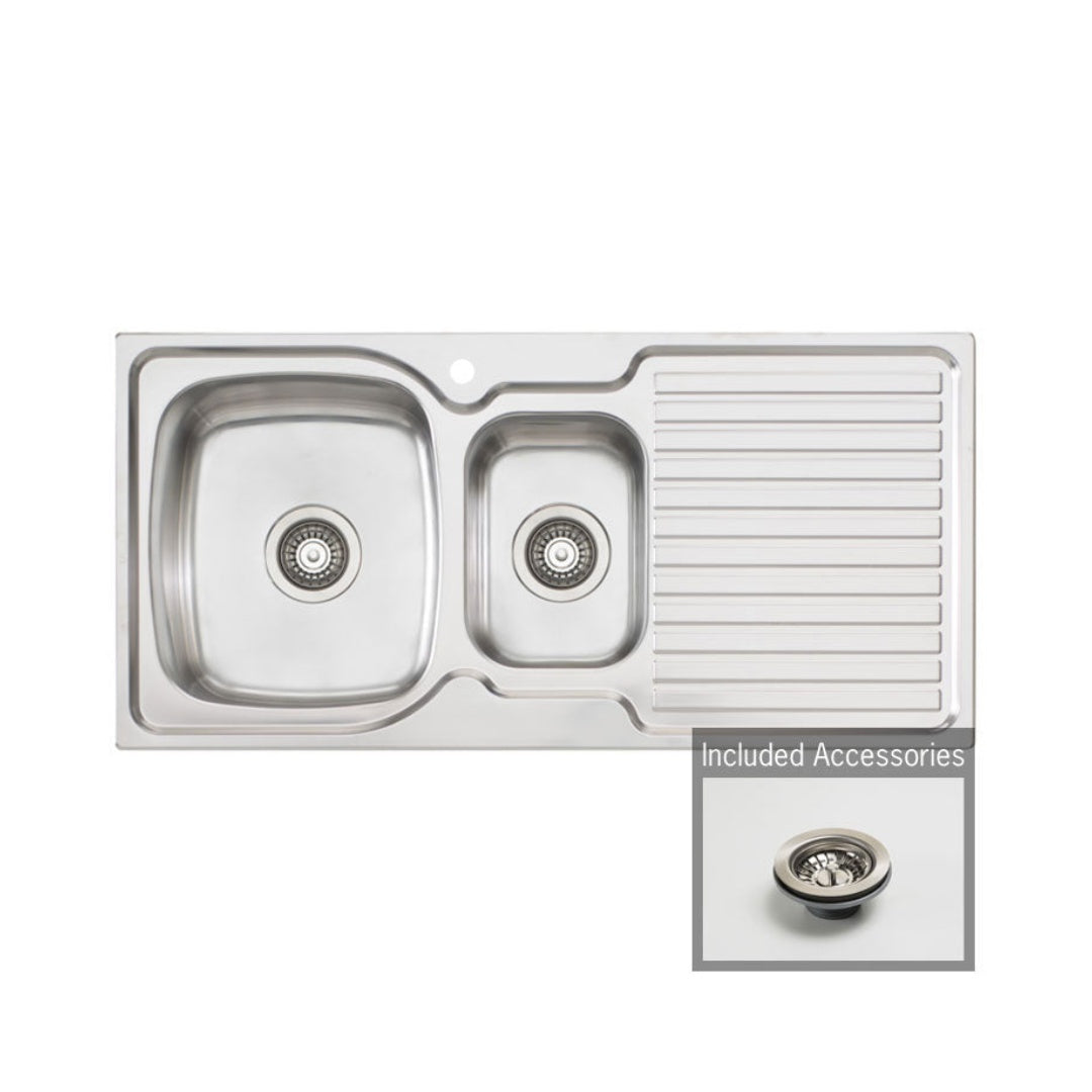 Oliveri Endeavour 1 & 1/2 Left Hand Bowl Sink & Drainer EE01 - EE01 1TH