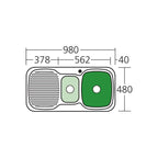 Oliveri LakeLand 1 & 1/2 Right Hand Sink & Drainer LL127