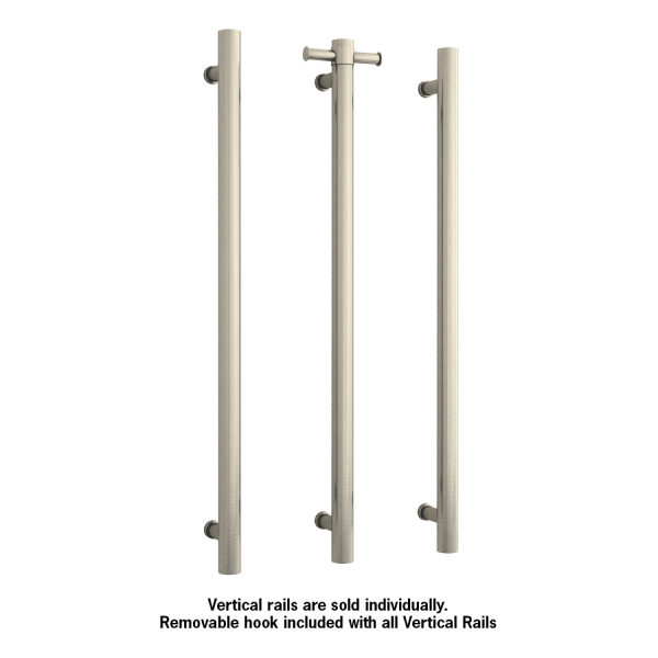 Thermorail 12V Straight 900 Round Vertical Single Heated Towel Rail - VS900HBN Brushed Nickel