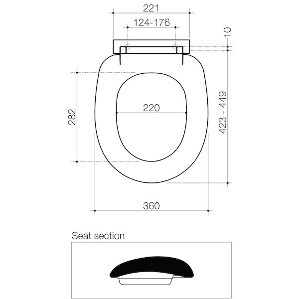 Caroma Profile Soft Close Seat with Plastic Hinge & GermGard - 300019W